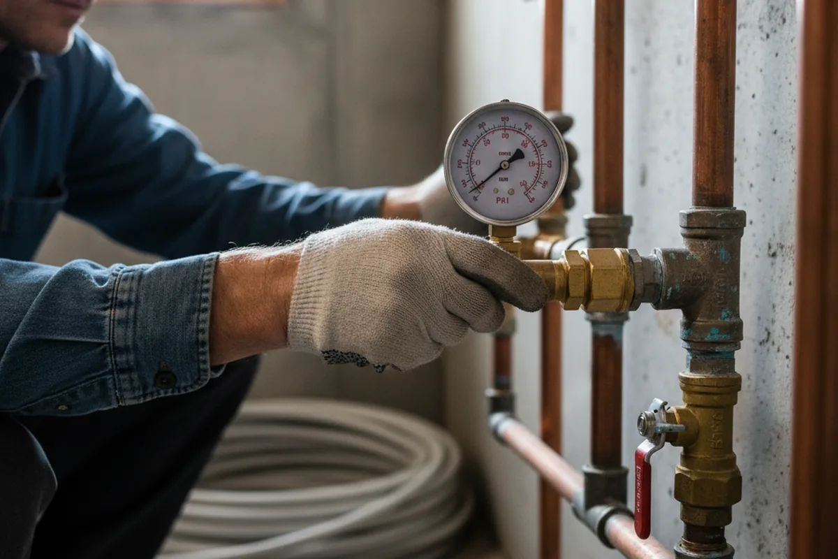 Pressure testing a repaired line during Water Line Repair in East Lyme